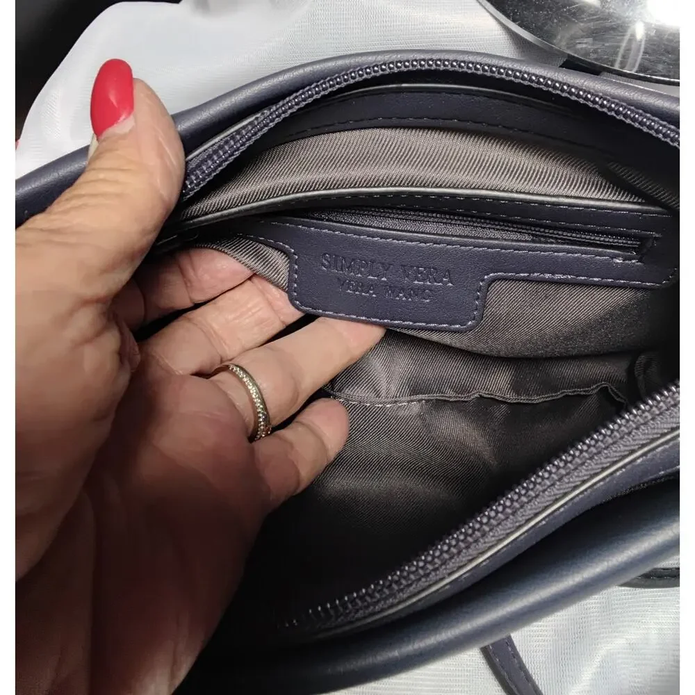Simply Vera Vera Wang Navy Blue top handle Shoulder Bag Purse